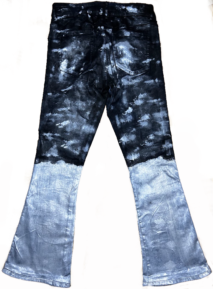 Split waxed jeans
