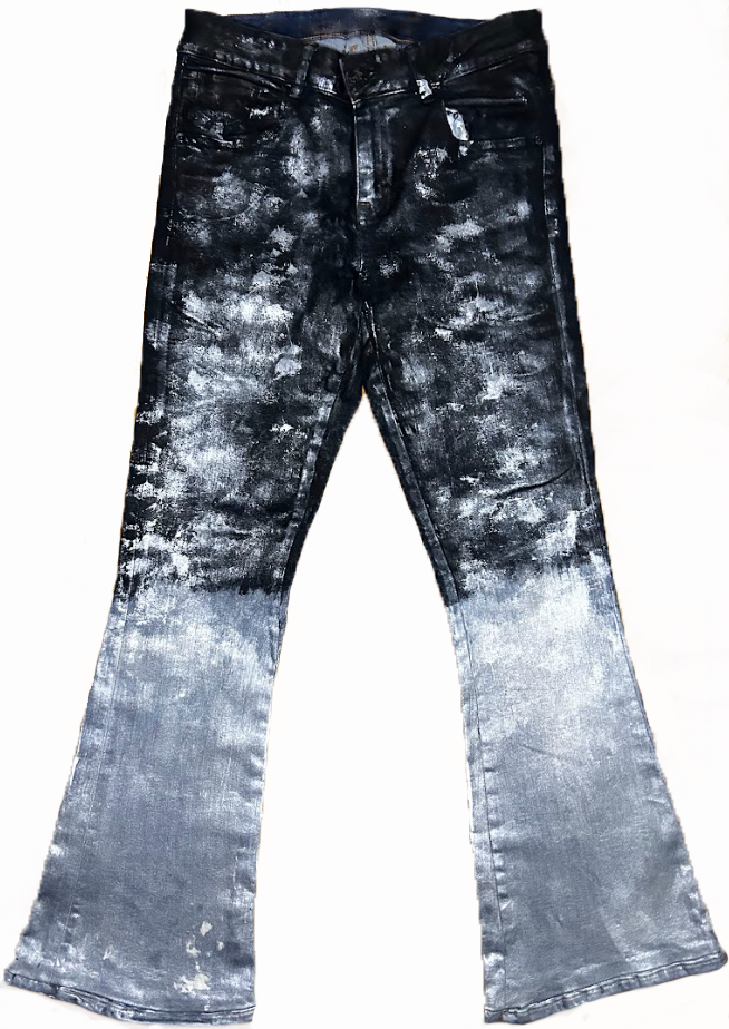 Split waxed jeans